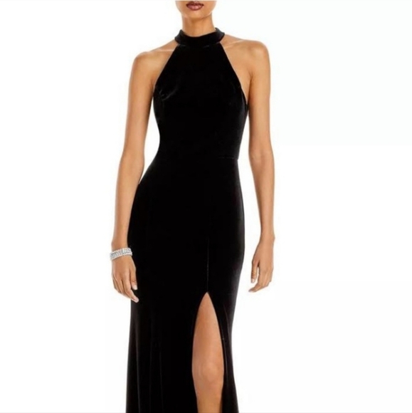 NWT retired aqua bloomingdale’s exclusive maxi dress with cut out back & slit - Picture 2 of 10